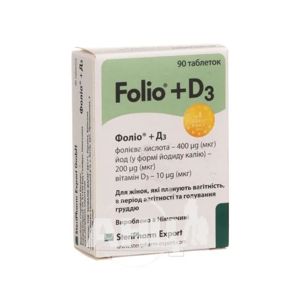 %Фоліо + Д3 400 + 200 мкг таблетки №90