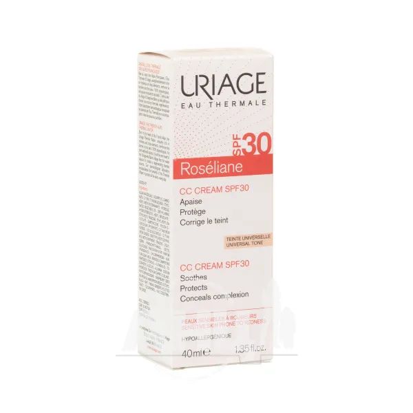 %Сонцезахисний крем для обличчя Uriage Roseliane CC Cream SPF 30 проти почервоніння для всіх типів шкіри 40 мл