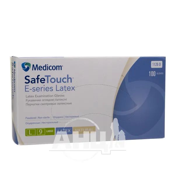 %Рукавички оглядові латексні нестерильні safe-touch розмір l з пудрою пара