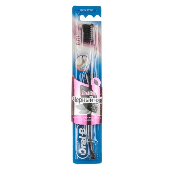 %Зубная щетка Oral-B Ultrathin черный чай экстрамягкая