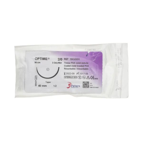 %Оптиме ПГА нить 2-0 1/2 40 мм колющая 90 см REF 18G30H