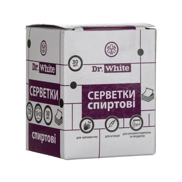 %Салфетки спиртовые Dr.White 10х10 см №30