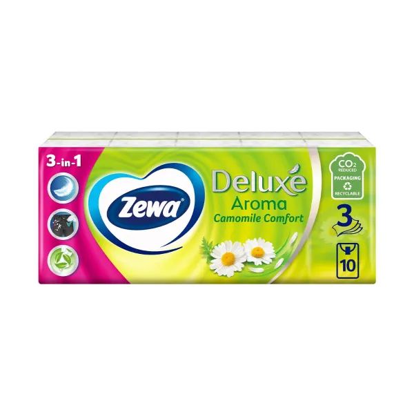 %Хусточки носові Zewa deluxe ромашка №100