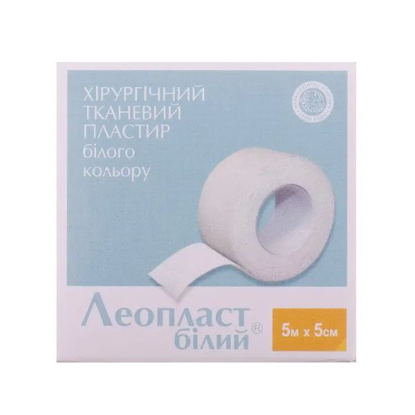 %Пластырь медицинский leoplast белый 5 см х 5 м