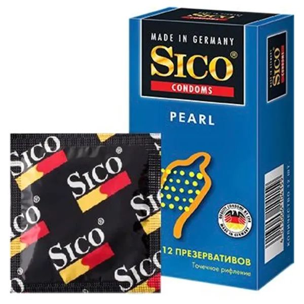 %Презервативы Sico Pearl с пупырышками со смазкой №12