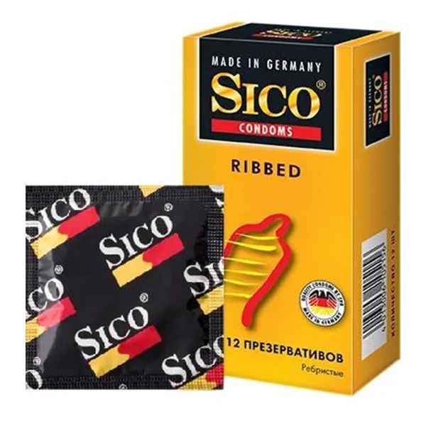 %Презервативы Sico Ribbed ребристые со смазкой №12