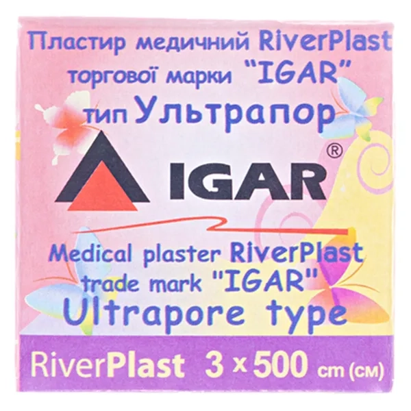 %Пластырь медицинский RiverPlast Igar 3 см х 500 см ультрапор на нетканной основе
