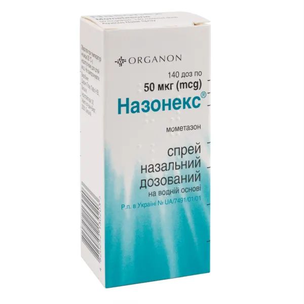 %Назонекс спрей назальний дозований 50 мкг/доза флакон 18 г 140 доз