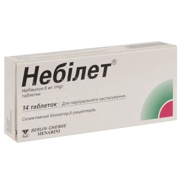 %Небілет таблетки 5 мг блістер №14