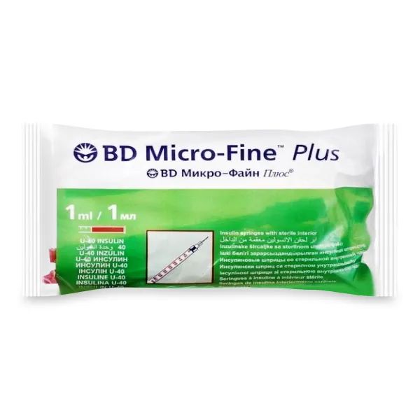 %Шприц 1 мл BD Micro-Fine інсуліновий U-40 з голкою 29G (0,33 мм х12,7 мм) №10