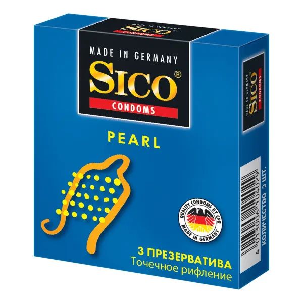 %Презервативы Sico Pearl с пупырышками со смазкой №3