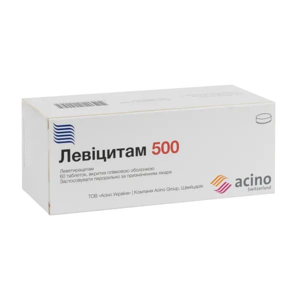 %Левицитам 500 таблетки покрытые пленочной оболочкой 500 мг блистер №60