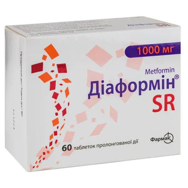 %Диаформин SR таблетки пролонгированного действия 1000 мг блистер №60