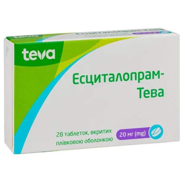 %Эсциталопрам-Тева таблетки покрытые пленочной оболочкой 20 мг блистер №28