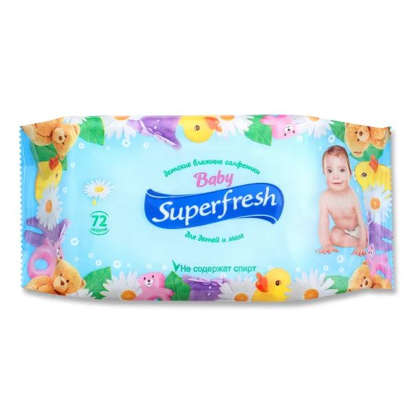 %Влажные салфетки Superfresh для детей и мам 72 шт