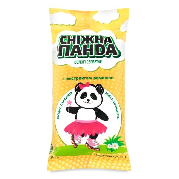 %Влажные салфетки Снежная Панда ромашка №15
