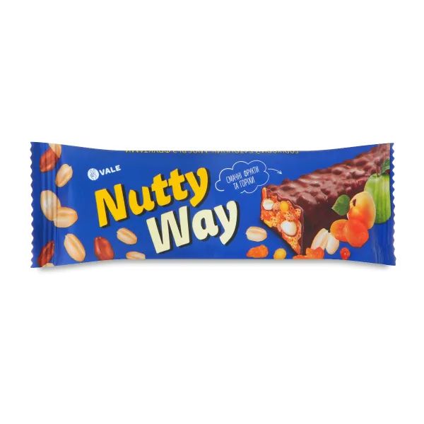 %Батончик-мюслі Nutty Way горіховий з фруктами глазурований 40 г