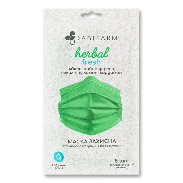 %Маска трехслойная Abifarm Herbal ароматизированная фреш №5