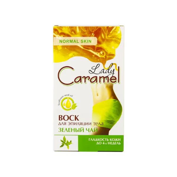 %Віск Caramel для депіляції тіла зелений чай смужки №16