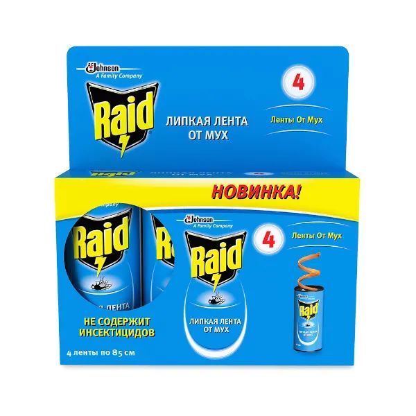 %Липкая лента от мух Raid №1