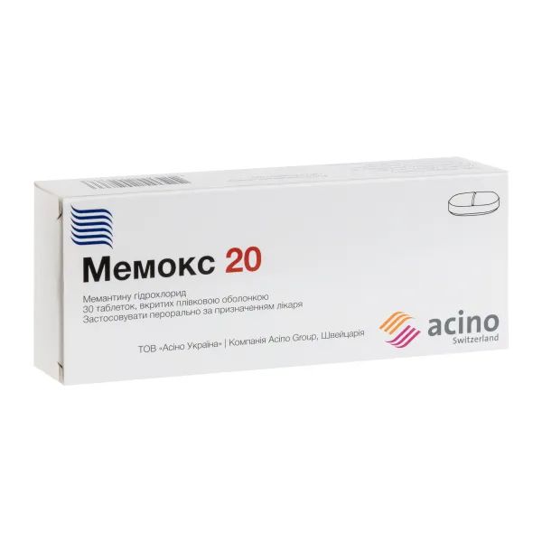 %Мемокс 20 таблетки покрытые пленочной оболочкой 20 мг блистер №30