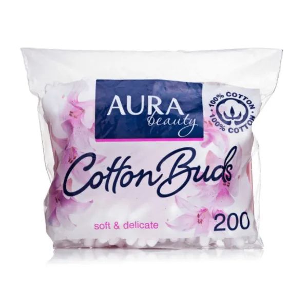 %Ватные палочки Aura Beauty в полиэтиленовом пакете №200