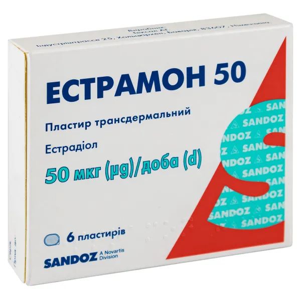 %Естрамон 50 пластир трансдермальний 50 мкг/доба пакетик № 6