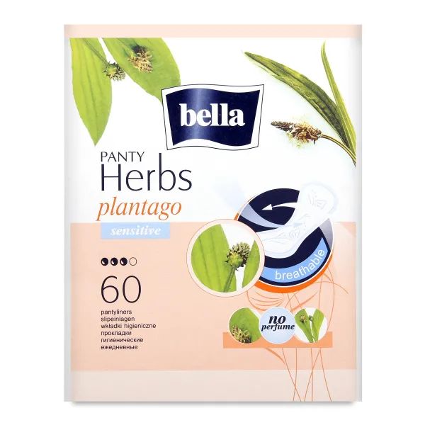 %Прокладки женские гигиенические ежедневные Bella Panty Herbs Sensetive Plantago №60