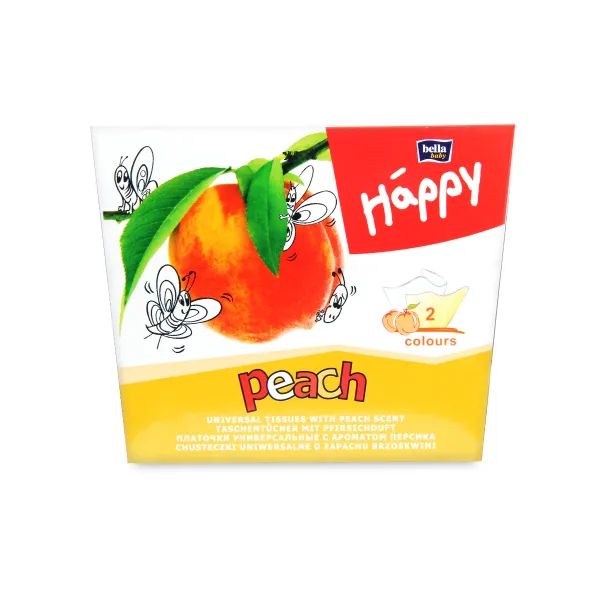%Платочки бумажные универсальные персик Bella Baby Happy №40+40