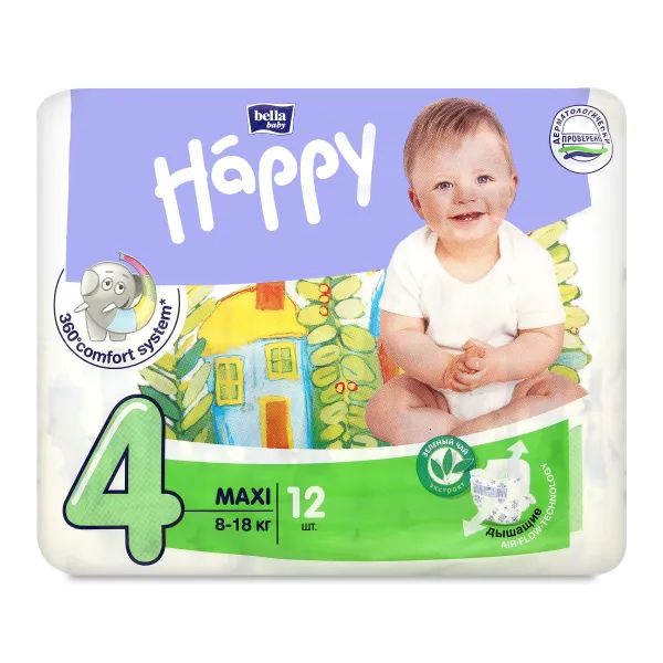 %Подгузники детские гигиенические Bella Baby Happy Maxi 8-18 кг №12