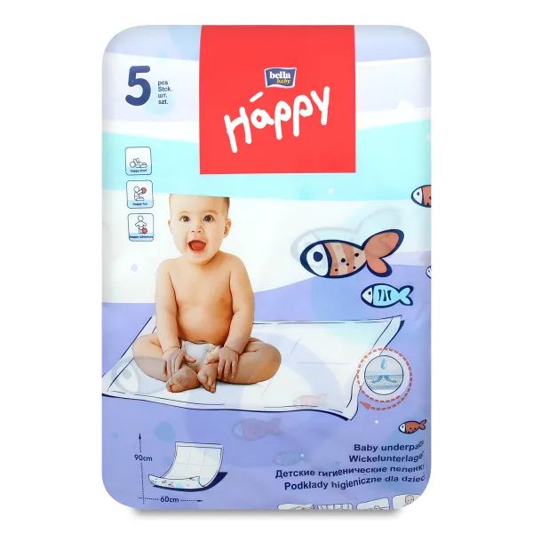 %Пелюшки гігієнічні для дітей Happy 60 см х 90 см №5