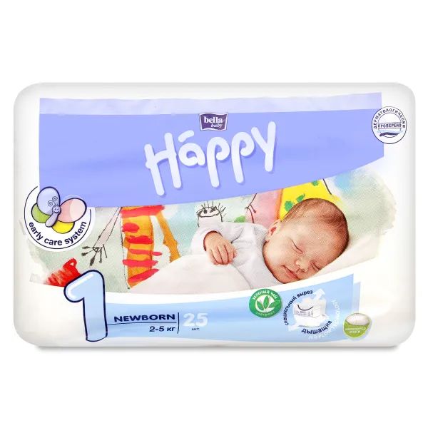 Підгузники дитячі гігієнічні Bella Baby Happy Newborn 2-5 кг №25