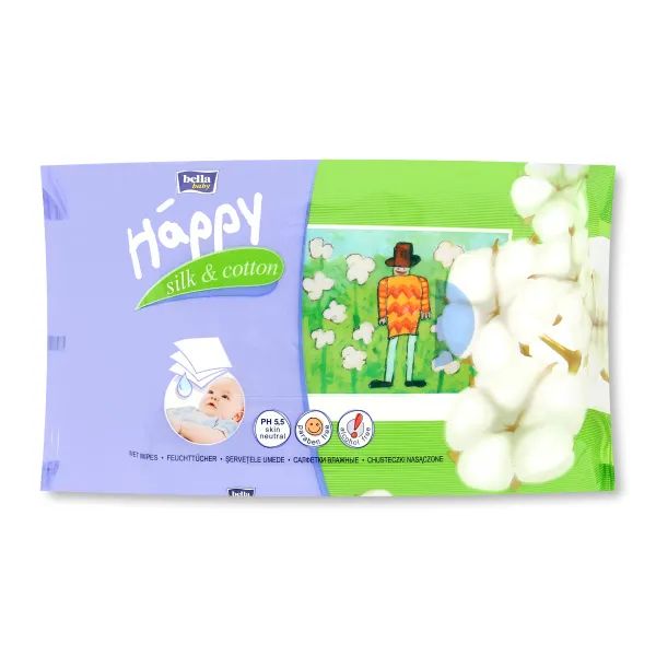 %Серветки вологі для дітей Bella Baby Happy Silk & Cotton №64