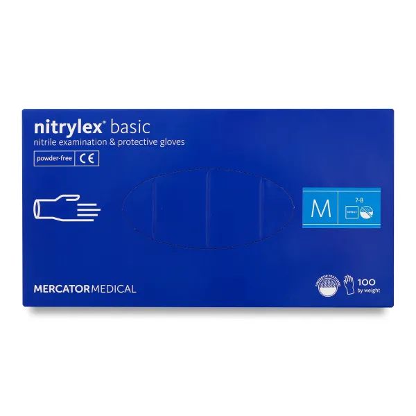 %Рукавички нітрилові оглядові нестерильні без пудри nitrylex basic розмір M пара