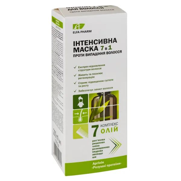 %Інтенсивна маска для волосся Elfa Pharm 7 в 1 7 олій 200 мл