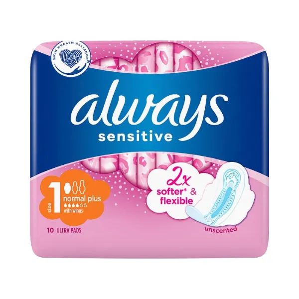%Прокладки жіночі гігієнічні Always Ultra Sensitive Normal plus №10