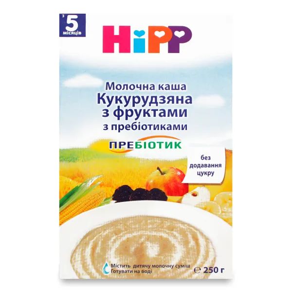 %Каша Hipp молочная кукурузная с фруктами 250 г