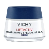 Нічний розгладжувальний крем Vichy Віши Ліфтактив Гіалуронік Спеціаліст Ейч Ей для корекції зморшок шкіри обличчя 50 мл