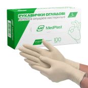 Перчатки смотровые латексные с пудрой нестерильные МР MedPlast размер L, 1 пара