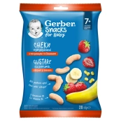 Кукурузные снеки Gerber Organic с бананом и клубникой для детей с 7-ми месяцев 28 г