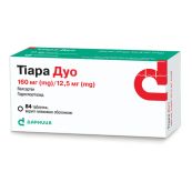 Тиара Дуо таблетки покрытые оболочкой 160 мг + 12,5 мг блистер №84