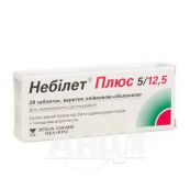 Небілет плюс таблетки вкриті плівковою оболонкою 5 мг + 12,5 мг №28
