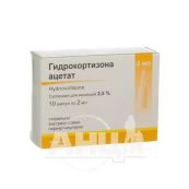 Гідрокортизону ацетат суспензія для ін'єкцій 2,5 % ампула 2 мл №10