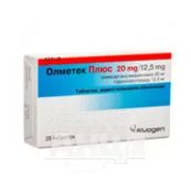 Олметек плюс таблетки покрытые пленочной оболочкой 20 мг + 12,5 мг блистер №28