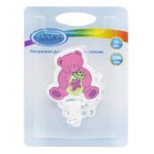 Клипса с цепочкой для пустышки Lindo РК 016 Медвежонок синий или розовый №1