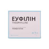 Еуфілін розчин для ін'єкцій 2% ампула 5 мл №10