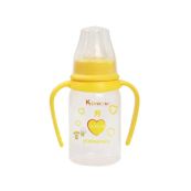 Бутылочка для кормления изогнутая с ручками с силиконовой соской Курносики 7003 125 мл