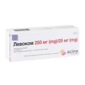 Левоком таблетки 250 мг + 25 мг блістер №30
