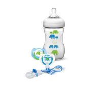 Набор Philips Avent пустышка + бутылочка Natural 260 мл для мальчика