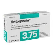 Диферелин порошок для приготовления суспензии для инъекций 3,75 мг флакон растворитель 2 мл ампула шприц 2 иглы №1
